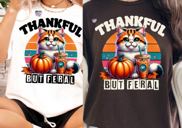 Cute but Feral Cat PNG Thankful Fall