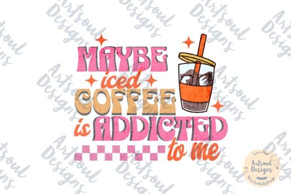 Retro Iced Coffee T-Shirt Design PNG