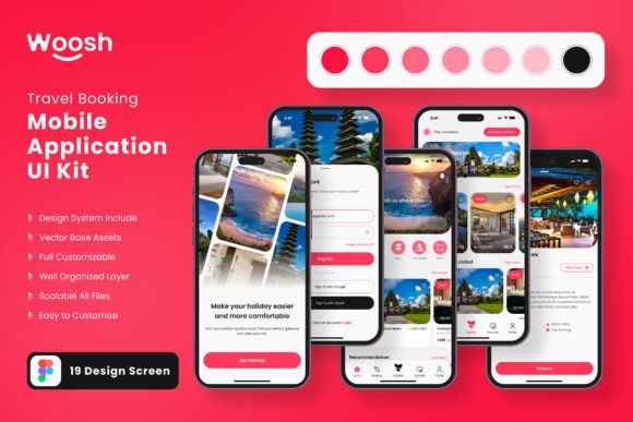 Travel Booking App Mobile UI KIT for Streamlined Development