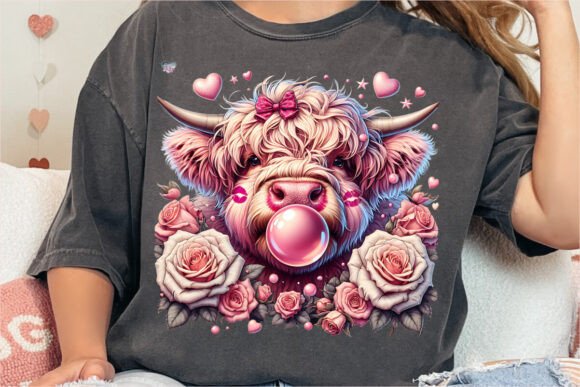 Valentines Highland Cow Roses Png: A Unique Digital Design for Creative Projects